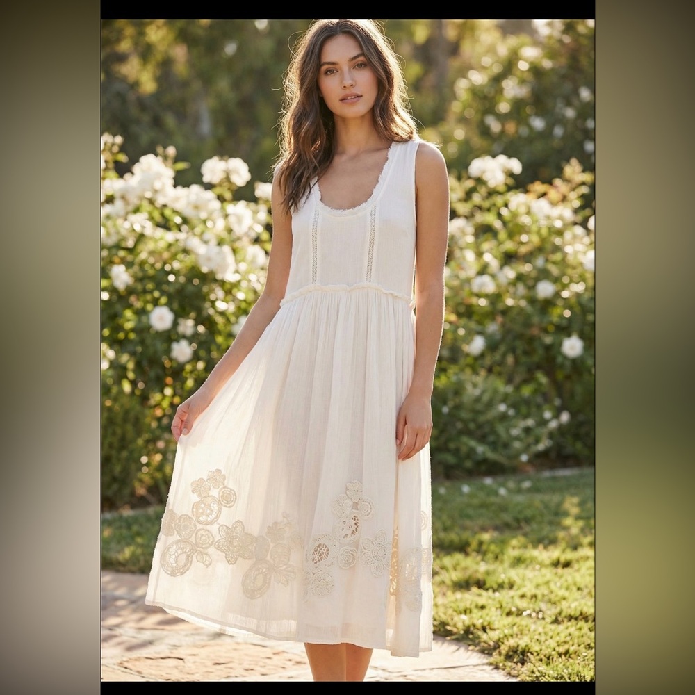 Anthropologie Les Fees de Bengale Embroidered Midi Dress